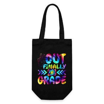 Peace Out Endlich Grundschüler Der 2. Klasse - Geschenkbeutel für Flaschen - Schwarz - Vorne