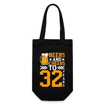 Acclamations et bière à 32 ans chope de bière mousseuse - Sac à bouteille - noir - Devant
