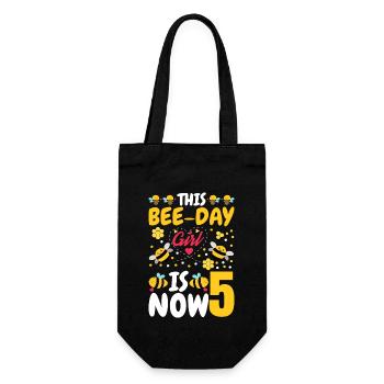 This Bee-day Girl Is Now 5.5. - Gift Bag for Bottles - black - Front