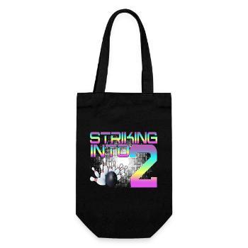 Hitting In 2 Bowling Bowlers 2nd Birthday Party - Gift Bag for Bottles - black - Front