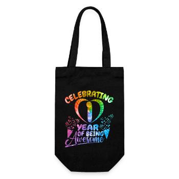 We celebrate 1 year as a fantastic - Gift Bag for Bottles - black - Front