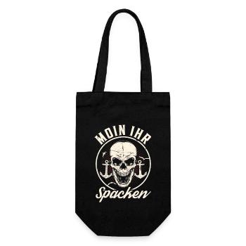 Moin ihr Spacken - Digga Spruch Meer Norddeutsch - Geschenkbeutel für Flaschen - Schwarz - Vorne
