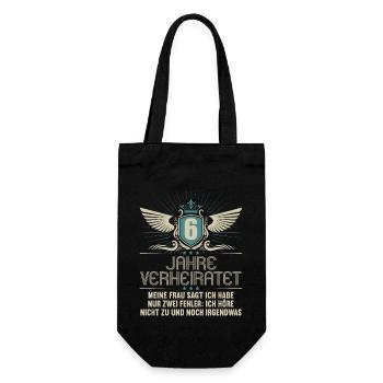 6 years married only 2 mistakes 6.Wedding anniversary - Gift Bag for Bottles - black - Front