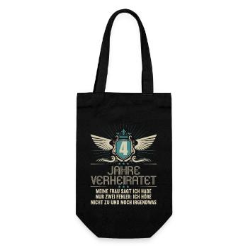4 years married only 2 mistakes 4.Wedding anniversary - Gift Bag for Bottles - black - Front