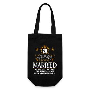 20 Jahre verheiratet nur 2 Fehler 20.Hochzeitstag - Geschenkbeutel für Flaschen - Schwarz - Vorne