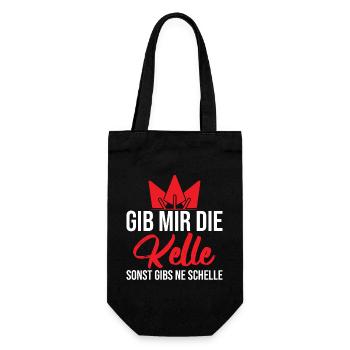 Gib mir die Kelle sonst gibs ne Schelle - Geschenkbeutel für Flaschen - Schwarz - Vorne