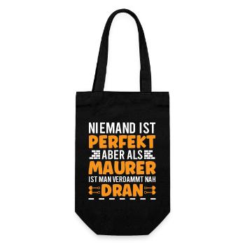 Lustige Maurer Sprüche - Geschenkbeutel für Flaschen - Schwarz - Vorne