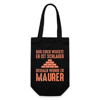 Maurer Lustige Sprüche - Geschenkbeutel für Flaschen - Schwarz - Vorne