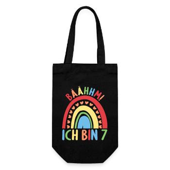 7 Jahre Rainbow Regenbogen 7. Geburtstag - Geschenkbeutel für Flaschen - Schwarz - Vorne