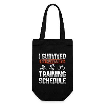 Überlebtes Training Des Ehemannes Triathlon - Geschenkbeutel für Flaschen - Schwarz - Vorne