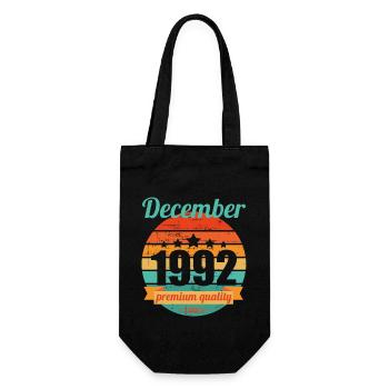 Geboren December 1992 30 Jahre 30er 30.Geburtstag - Geschenkbeutel für Flaschen - Schwarz - Vorne