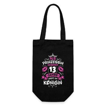 Als Prinzessin Geboren 13 Geburtstag Frau Mama - Geschenkbeutel für Flaschen - Schwarz - Vorne
