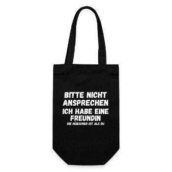 Bitte nicht ansprechen ich habe eine Freundin - Geschenkbeutel für Flaschen - Schwarz - Vorne