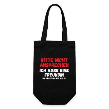 Bitte nicht ansprechen ich habe eine Freundin - Geschenkbeutel für Flaschen - Schwarz - Vorne