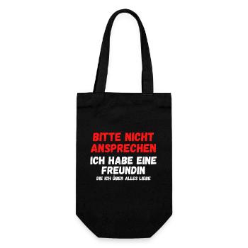 Bitte nicht ansprechen ich habe eine Freundin - Geschenkbeutel für Flaschen - Schwarz - Vorne