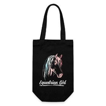 Equestrian Girl Horse Riding Dressage - Geschenkbeutel für Flaschen - Schwarz - Vorne
