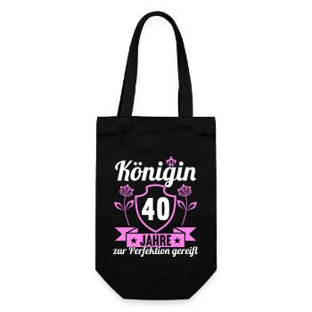 40. Geburtstag 40 Jahre Perfektion Königin - Geschenkbeutel für Flaschen - Schwarz - Vorne
