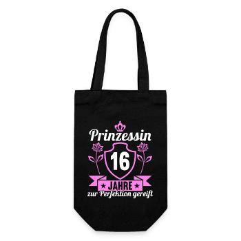 16. Geburtstag 16 Jahre Perfektion Prinzessin - Geschenkbeutel für Flaschen - Schwarz - Vorne
