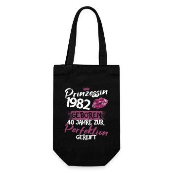 40. Geburtstag 40 Jahre Perfektion Prinzessin 1982 - Geschenkbeutel für Flaschen - Schwarz - Vorne