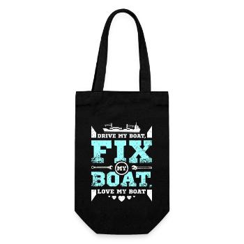 Fix my boat love my boat - Geschenkbeutel für Flaschen - Schwarz - Vorne