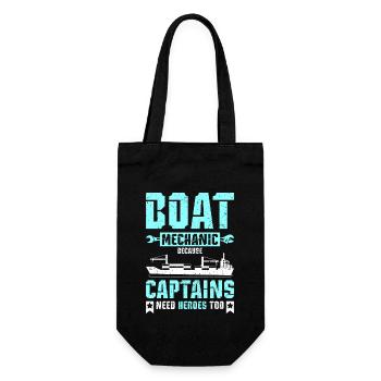 Boat mechanic because captains need heroes too - Gift Bag for Bottles - black - Front
