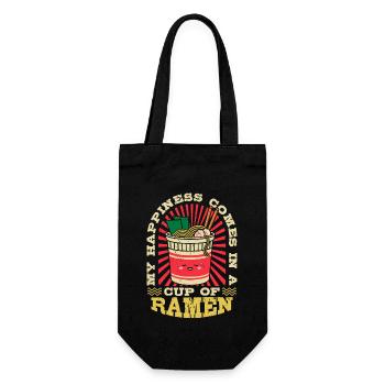 Mon bonheur vient dans une tasse de ramen | - Sac à bouteille - noir - Devant
