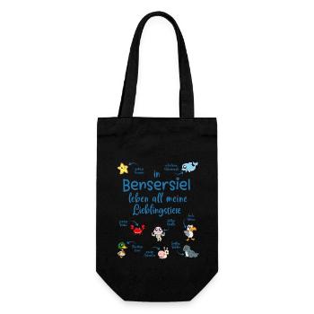Meine Lieblingstiere in Bensersiel - Geschenkbeutel für Flaschen - Schwarz - Vorne