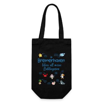 Meine Lieblingstiere in Bremerhaven - Geschenkbeutel für Flaschen - Schwarz - Vorne