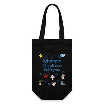 Meine Lieblingstiere in Fehmarn - Geschenkbeutel für Flaschen - Schwarz - Vorne