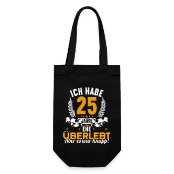 Ich habe 25 Jahre Ehe überlebt 25.Hochzeitstag - Geschenkbeutel für Flaschen - Schwarz - Vorne