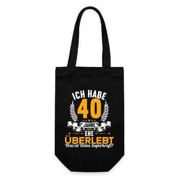 Ich habe 40 Jahre Ehe überlebt 40.Hochzeitstag - Geschenkbeutel für Flaschen - Schwarz - Vorne
