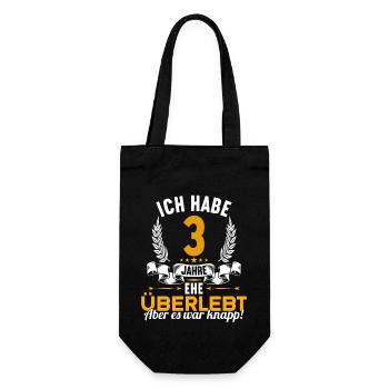 Ich habe 3 Jahre Ehe überlebt 3.Hochzeitstag - Geschenkbeutel für Flaschen - Schwarz - Vorne