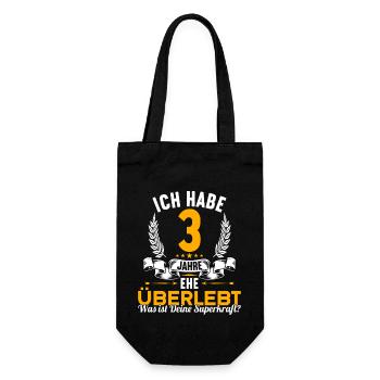 Ich habe 3 Jahre Ehe überlebt 3.Hochzeitstag - Geschenkbeutel für Flaschen - Schwarz - Vorne