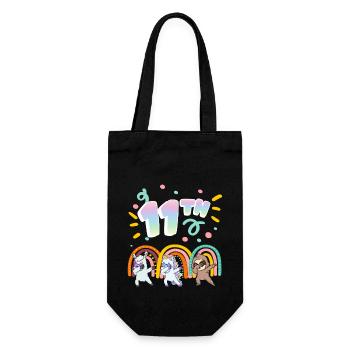 11. Geburtstag Dabbing Llama Einhorn Faultier | - Geschenkbeutel für Flaschen - Schwarz - Vorne