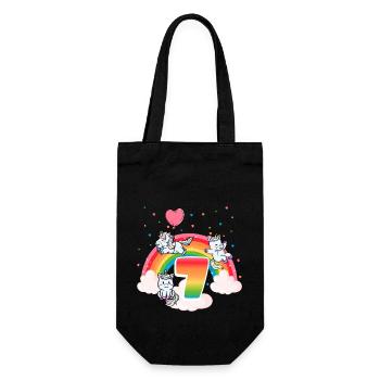 7th Birthday Rainbow Unicorn Theme - Gift Bag for Bottles - black - Front