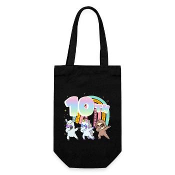 10. Geburtstag Dabbing Llama Einhorn Faultier | - Geschenkbeutel für Flaschen - Schwarz - Vorne