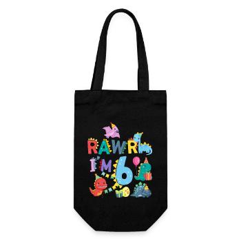 Rawr Je suis 6 | | de dinosaures Rawr 6ème anniversaire - Sac à bouteille - noir - Devant