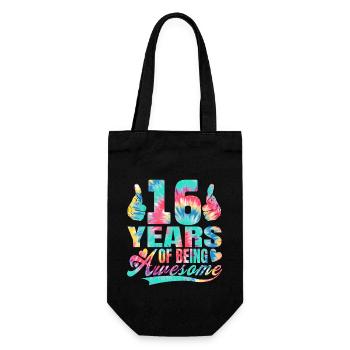 16th birthday or anniversary 16 years of being - Gift Bag for Bottles - black - Front