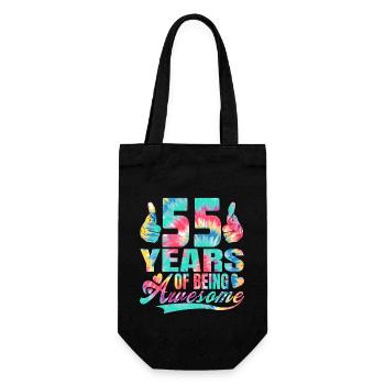 55th birthday or anniversary 55 years of being - Gift Bag for Bottles - black - Front