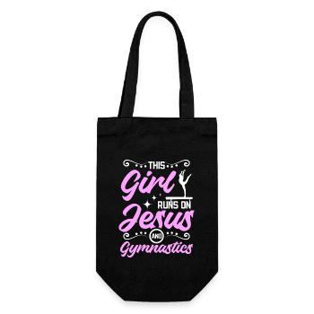 This girl runs on jesus and gymnastics - Gift Bag for Bottles - black - Front