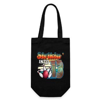 Strikin' Into 13 Bowling Bowler 13. Geburtstag - Geschenkbeutel für Flaschen - Schwarz - Vorne