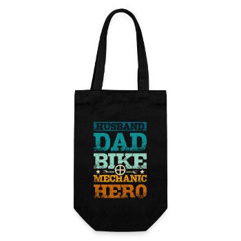 Husband dad bike mechanic hero - Gift Bag for Bottles - black - Front