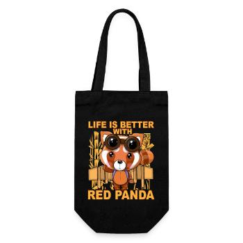 Life is better with Red Panda - Geschenkbeutel für Flaschen - Schwarz - Vorne