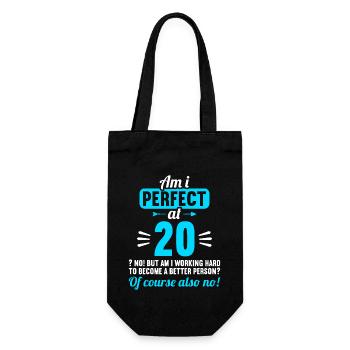Bin ich perfekt mit 20 Jahren 20. Geburtstag - Geschenkbeutel für Flaschen - Schwarz - Vorne
