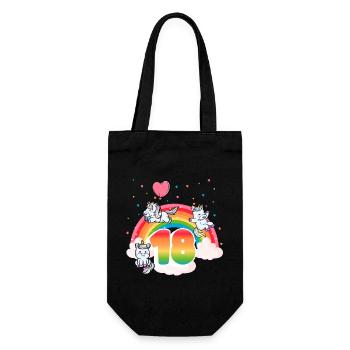 18th Birthday Rainbow Unicorn Theme - Gift Bag for Bottles - black - Front