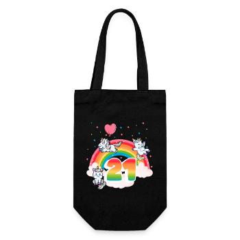 21st Birthday Rainbow Unicorn Theme - Gift Bag for Bottles - black - Front
