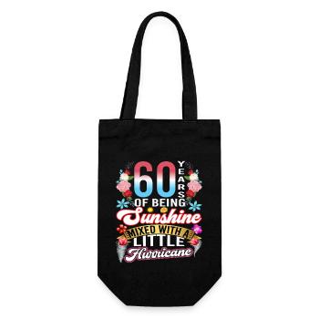 60 Jahre Sonnenschein, Gemischt Mit Einem Kleinen - Geschenkbeutel für Flaschen - Schwarz - Vorne