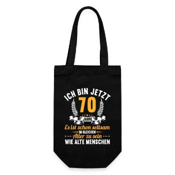 Seltsam im gleichen Alter wie alte 70. Geburtstag - Geschenkbeutel für Flaschen - Schwarz - Vorne