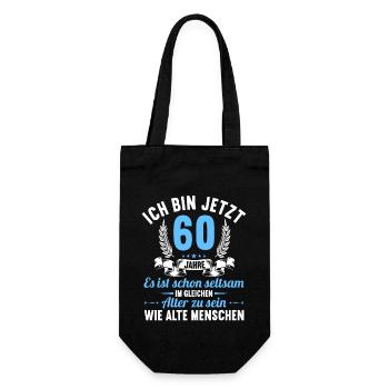 Seltsam im gleichen Alter wie alte 60. Geburtstag - Geschenkbeutel für Flaschen - Schwarz - Vorne