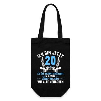 Seltsam im gleichen Alter wie alte 20. Geburtstag - Geschenkbeutel für Flaschen - Schwarz - Vorne
